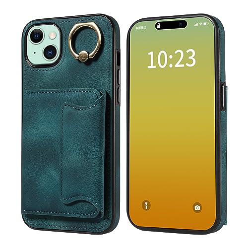 Étui iPhone 15 Plus en cuir avec anneau rotatif et protection chic