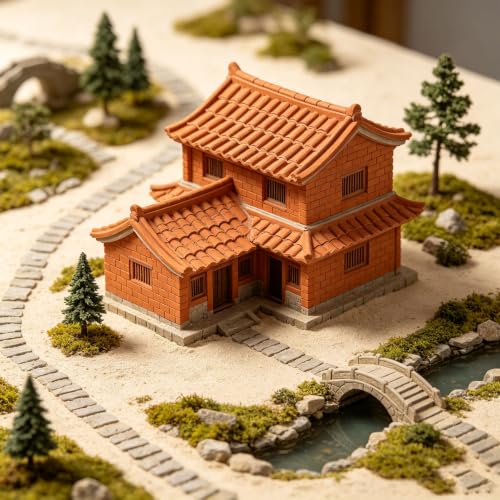 Miniatura 8 de Woohome 262 Pcs Ladrillos En Miniatura, Tejas En Miniatura, Tegola Curva Canale Ross Mini Ladrillo Rojo Para Micro Paisaje, Bricolaje Casa De Muñecas Ladrillos Diorama Hada