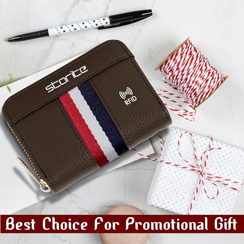 Storite 12 Slot RFID PU Leather Credit Debit Card Holder Wallet Money Zipper Coin Purse for Men & Women - (Brown,10.75 x 8 x 2.5 cm) 9 51Ky8fbp9BL