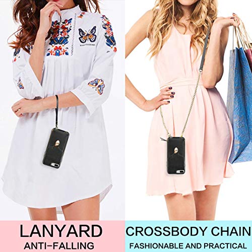 Jlfch Iphone 8 Plus Wallet Case, Iphone 7 Plus Zipper Wallet Case With Card Slot Holder Leather Handbag Buckle Detachable Wrist Strap Long Crossbody Strap Purse For Iphone 7/8 Plus 5.5 - Black #TOP2