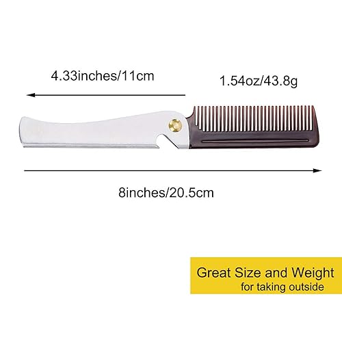 Miniatura 6 de Peine plegable de acero inoxidable, peine de bolsillo para hombres y mujeres, plateado