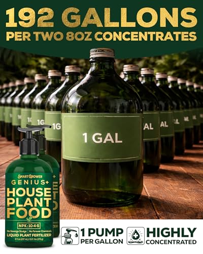 Image of Plant Food for Houseplants, Instant Indoor Plant Fertilizer for Healthier Plants, Clean & Safe for Indoor & Outdoor Use - Smart Grower Genius+ Easy Squirt Pump 8oz- 2 Pack Makes 192 Gallons
