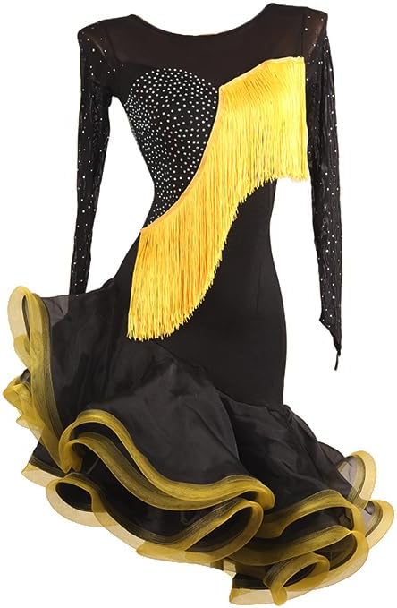 Women's Latin Dance Performance Dresses Fringe Cha Cha Tango Suit Ballroom Competition Dance Costume Skirt for Rumba