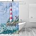 jamie world Coastal Nautical Shower Curtain Lighthouse Ocean Shower Curtains Beach Seasides Shower Curtain Quick-Drying Polyester Fabric Bathroom Decor with Plastic Hooks 60x72 Inches