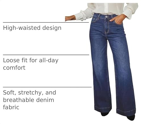 Dokotoo Women's High-Waisted Wide Leg Flare Stretch Jeans #TOP24