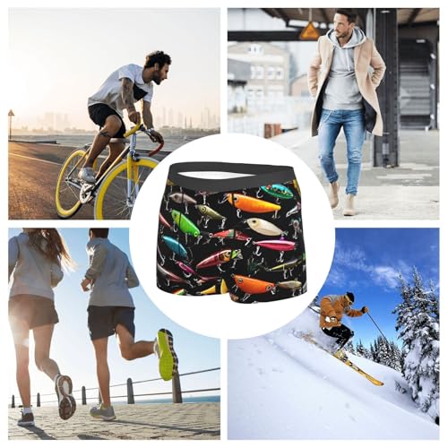 Fishing Lure Print Men'S Boxer Briefs With Elastic Comfort Fit Design For All-Day Wear4