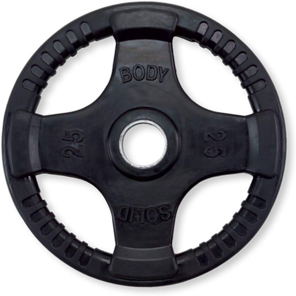 Body-Solid Quad Grip Design Rubber Plate - Olympic Weight Plates, Set with Rubber Coating, Dumbbell & Bumper Weights for Barbell