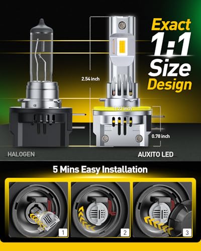 Image of AUXITO Upgraded H11B Bulb, 3000K Amber Yellow 9X Increased Brightness, Precision 1:1 Mini Design, Simple Plug Play Installation, Stable Illumination, 99% Vehicles Supported, Pack of 2