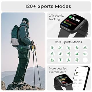 Smart Watch with Alexa Built-in, 1.83" HD Fitness Watch with Bluetooth Calling, New Smartwatch with Heart Rate/Sleep Monitor/Stress, 110+ Sports Modes, IP68 Waterproof Activity Tracker for Android iOS