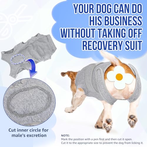 Image of SlowTon Dog Surgery Recovery Suit - Zipper On Dog Onesies After Surgery for Female Male Dogs, Abdominal Wounds Bandages Cone /E-Collar Alternative Dogs Surgical Body Suit Anti-Licking (Grey, S)