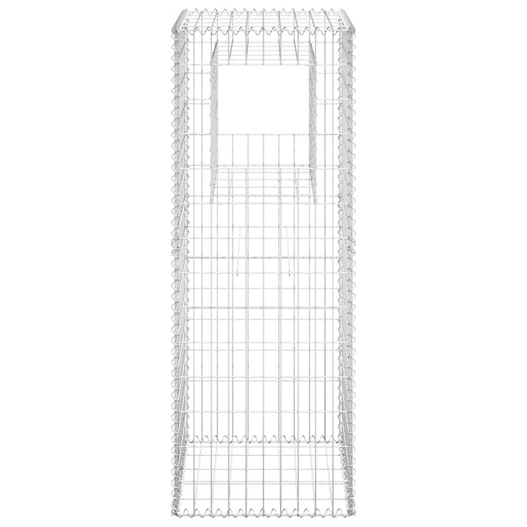 Kolumny gabionowe 2 szt. 50 x 50 x 140 cm żelazo, srebrne, drut 3,5 mm, spawane punktowo, do ogrodu, na taras, do budowy ogrodzenia, ochrona przed wzrokiem, stabilizacja, mocowanie, montaż