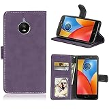Estilo: concha BgkjZX Funda Motorola Moto E4 Plus(5.5\") - para Motorola Moto E4 Plus(5.5\") Funda de Piel Mate，Caja del teléfono de la Ranura de la Tarjeta del tirón de la Anti-caída - púrpura