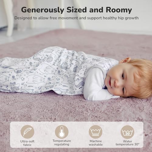 Image of Organic Cotton Baby Wearable Blanket 1.0 TOG Sleep Sack 0-6 Months 1-Pack | Breathable, Lightweight, Soft, 100% Organic Cotton, GOTS & OEKO-TEX Certified, Baby Essential by Mama Cheetah