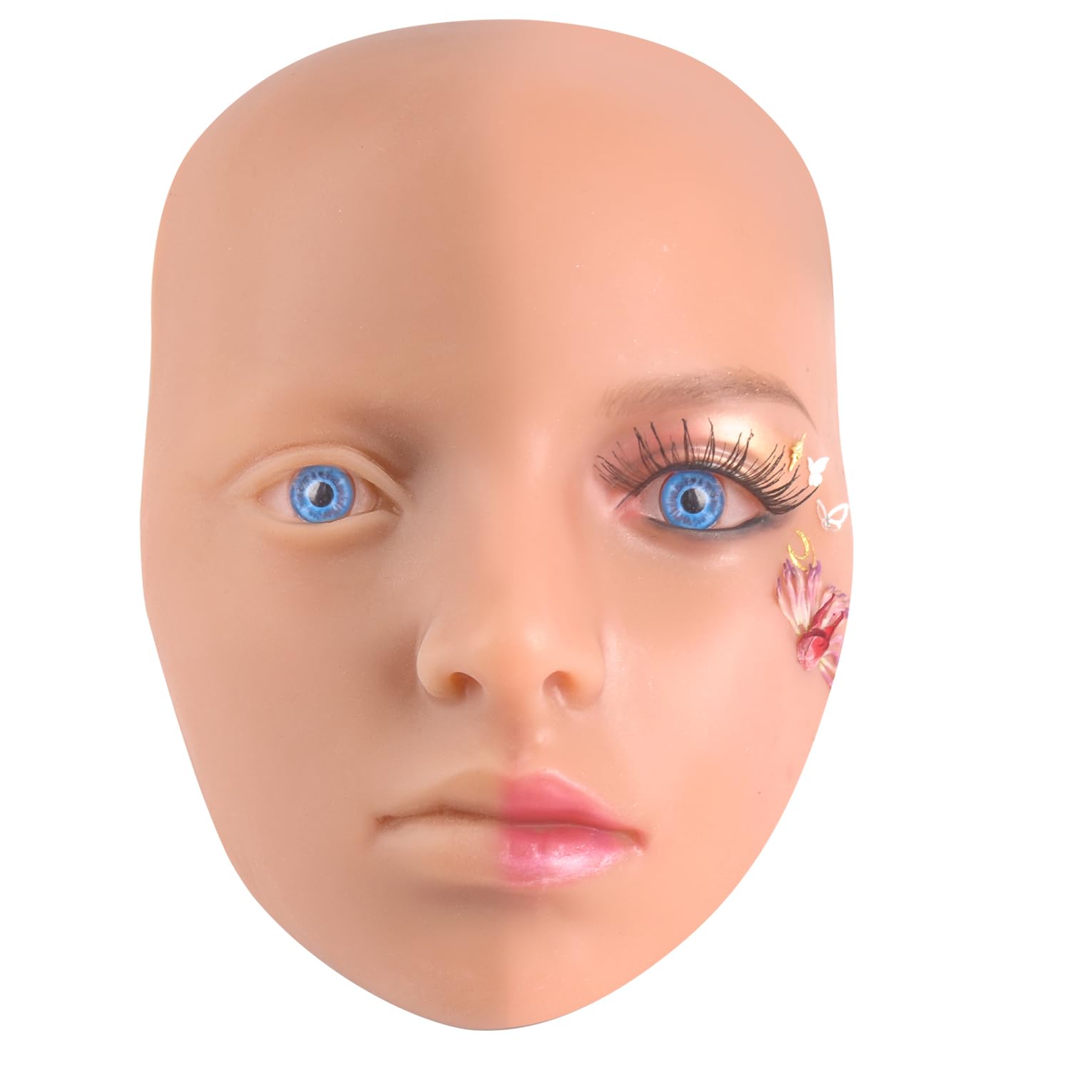 Kit per esercitarsi con il trucco, 3D, riutilizzabile, in silicone, manichino per fare pratica con la pelle, con 2 paia di bulbi oculari realistici, per tatuatori, principianti di bellezza
