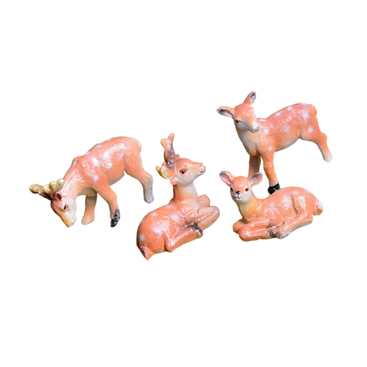VANZACK 3 Sätze Teiliges REH Figuren Resin Für Landschaftsdeko Süßes Tier Ornament Für Wohnzimmer Schlafzimmer Und Wohnraumgestaltung Als Für Familie Und Freunde 4 Stücke * 3