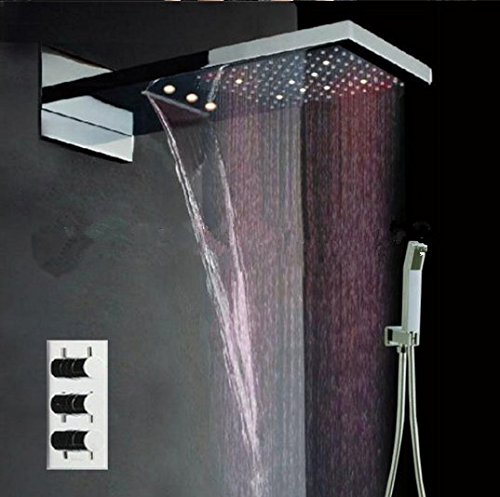 Douche LED changement couleur laiton massif pour ambiance spa à la maison