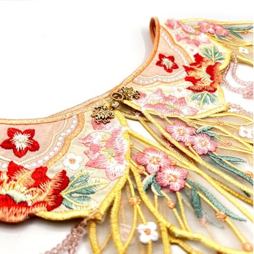 Chinese Lotus Pond with Pink Blossoms Lace Cloud Collar Shawl Wrap Shoulder Scraf for Mamian Skirt Hanfu Handmade（Lotus Pond）3