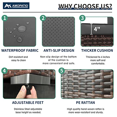 Amopatio Patio Furniture Set 7 Pieces Patio Conversation Set Outdoor Sectional Wicker Rattan Sofa With All-Weather Cover, Patio Furniture With Pillows Fits Porch Garden Backyard Balcony(Gray) #TOP2