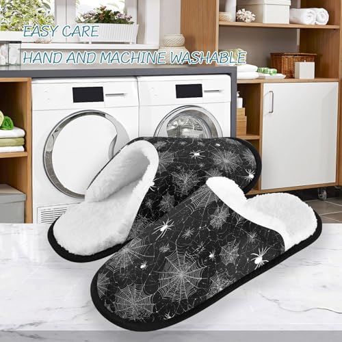 Cartoon Black Spiders Slippers For Women Men Soft Memory Foam Non-Slip Halloween Winter Indoor House Shoes Travel Slipper3