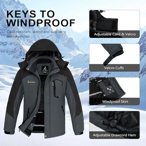 Image of Mens Winter Coats Ski Snowboard Jacket Down Waterproof Coat | Warm Jacket, Insulated Jacket, Cold Weather Jacket, Heavy Jackets, Winter Parka, Windproof Coat, Hiking, Camping, Working