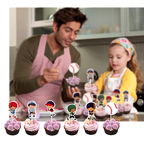 Nmas 48Pcs Baseballs Cupcake Toppers For Birthday Sport Theme Party Decorations #TOP2