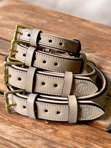 Image of High Graded Premium Leather Dog Collar- Dog Collar for Large Dogs, Dog Collar for Med, Dog Collar Belt (Grey, Size Neck - Medium (14.5-18.5 Inch))