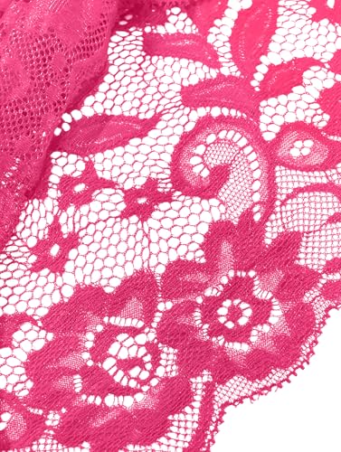 Image of Lilosy Sexy Sheer Floral Lace Pajamas Lingerie Set High Waist Sleepwear Bra and Panty 2 Piece Nightwear