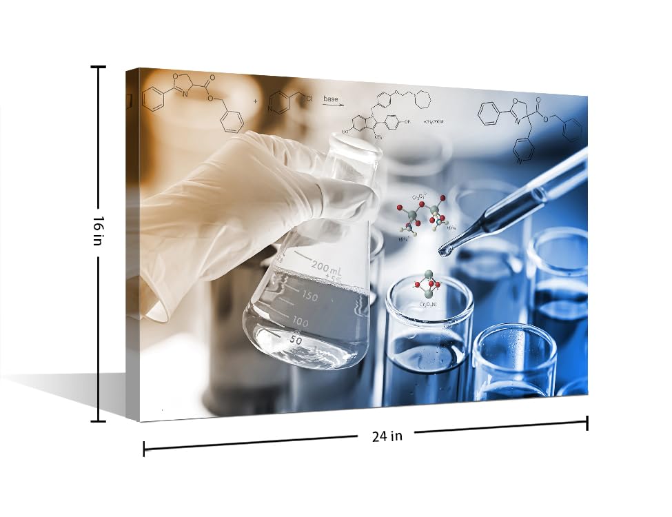 Image of Young Scientist Reagent is Dripped Into the Test Tube Pictures Artwork Wall Decor 1 Pieces Clinical Laboratory Painting Black and White Wall Art Posters and Prints Framed Ready to Hang (16 inchWx24 inchH)