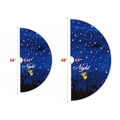 Avoin Colorlife O Holy Night Jesus Golden Angel Christmas Tree Skirt, Nativity Xmas Holiday Tree Mat Indoor Outdoor Decoration 36 Inch #TOP4