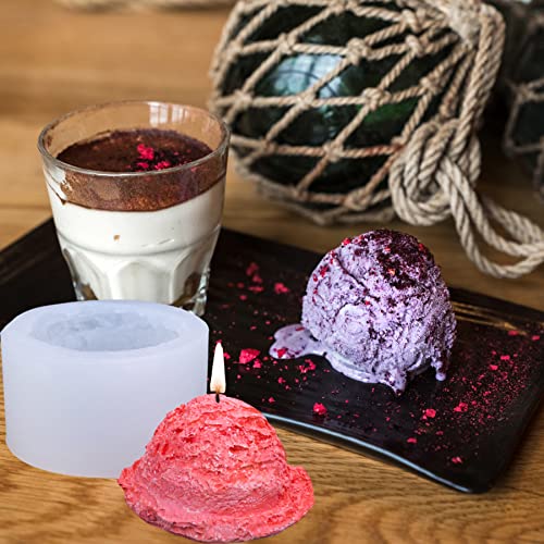 Onnpnn Ice Cream Ball Shape Silicone Mold With Edge, 3D Ice-Cream Ball Candle Mold, Handmade Soap Clay Aromatherapy Plaster Molds, For Chocolate Dessert Fondant Wedding Birthday Party Decor #TOP4