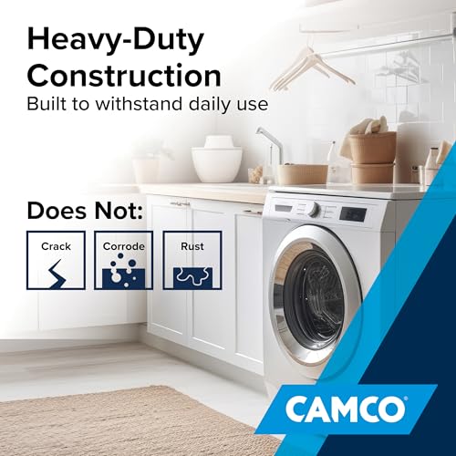Image of Camco Low Profile Washing Machine Drain Pan with PVC Fitting, 29 inch x 33 inch ID and 31 inch x 35 inch OD - Protects Your Floors from Washing Machine Leaks - Easy to Use - Pewter - 20788
