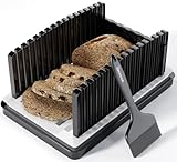 Bread Slicer for Homemade Bread, Bread Slicing Guide with Crumb Tray Sourdough Rounds, Adjustable Width Foldable Bread Board, Perfect for Homemade Bread, Bagels, Cakes