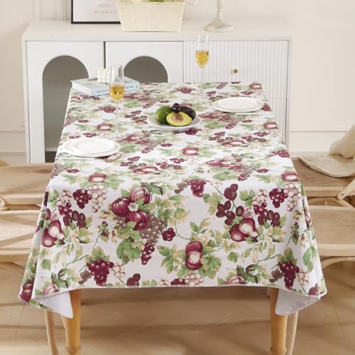 Image of Walrus Heavy Duty Vinyl Tablecloth with Flannel Backing Waterproof Oil-Proof Plastic Table Cloth Stain-Resistant Wipeable Rectangle or Square Table Cover for Indoor and Outdoor (Fruits, 52x70 Inch)