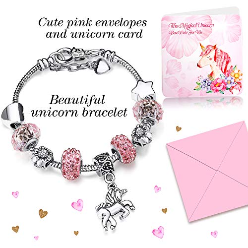 Hicarer Unicorn Music Jewelry Box For Girls, Unicorn Rainbow Design With Pullout Drawer, Two Unicorn Present Musical Box And Unicorn Charm Bracelet For Girl Birthday #TOP2