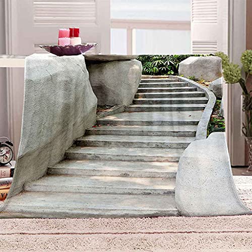 Couverture impression 3D escalier pierre plaid microfibre haut de gamme - 2