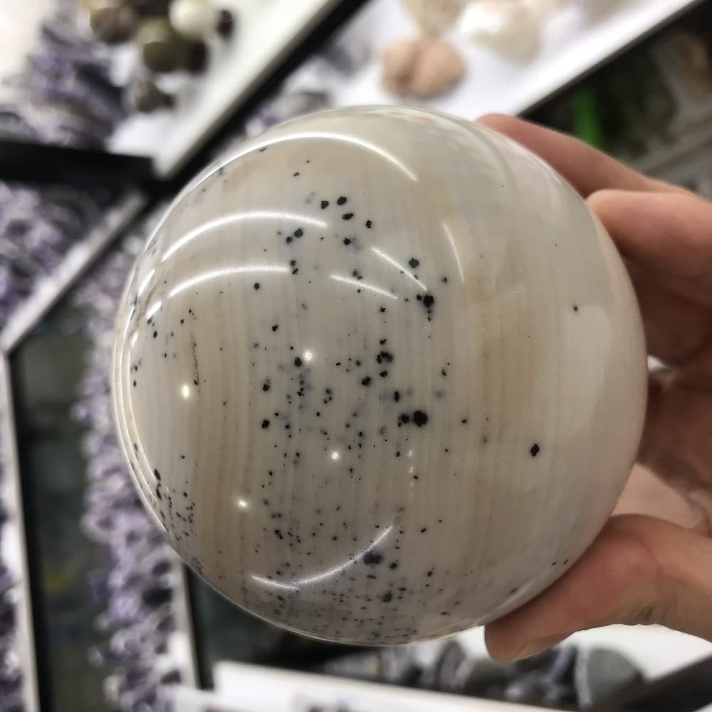 Medytacja dom Naturalna kryształowa kula kwarcowa kula oceaniczna, kamień dom zdobione kamienie kula (rozmiar: 350-450 g)