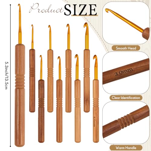 Image of Marsui Yarn Bowl for Crocheting with 9 Knitting Hooks 3 Holes Curly Design Wooden Crochet Yarn Holder 10.79 x 5.47 x 4.72 Inch Oval Baskets for Knitting Storage for Knitters Lover Mother Gifts