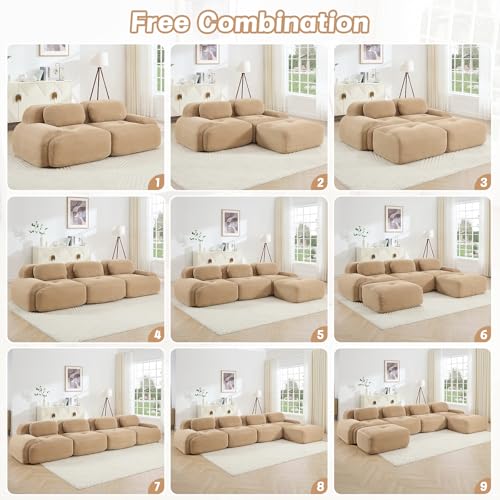 Image of Corduroy Modular Sectional Sofa, Oversized Cloud Couches for Living Room