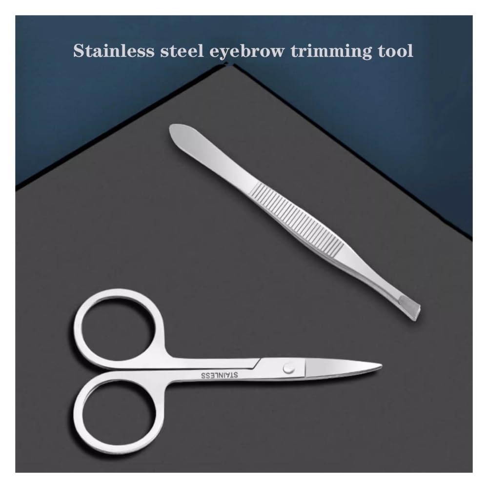 Tagliaunghie, Set per Manicure e Pedicure, Professionale, 19 Pezzi, in Acciaio Inox, per la Cura delle Unghie, con Custodia da Viaggio in Pelle per Uomo e Donna.