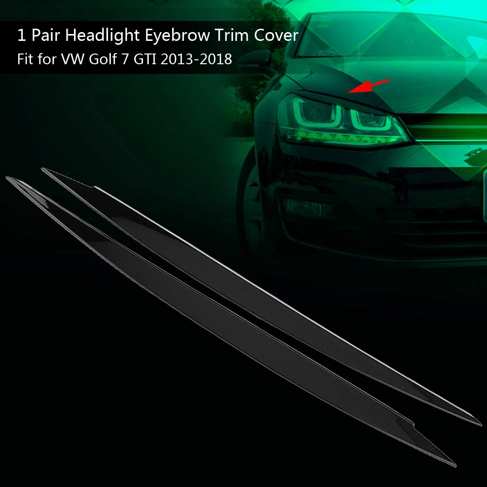 Auto Faro Sopracciglio Una Coppia Palpebre Trim Copertura Accessorio di Ricambio per 7 GTI 2013-2018 (nero) + faro sopracciglia