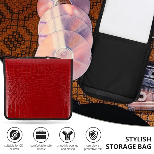 Bolsa para guardar CD resistente en PU rojo estuche protector anticaídas de gran capacidad 5