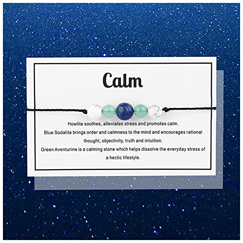 Ethnisches Armband aus Vulkanischem Stein,Kucheed Naturperlen Armband,Amethyst Kristall Geflochtenes Seil Mattierter Stein Armreif Schmuck,Verstellbares Armband für Damen Herren (Calm) Cover