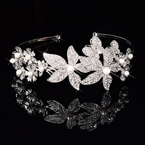 Serre-tête de mariage floral Miya avec perles de cristal