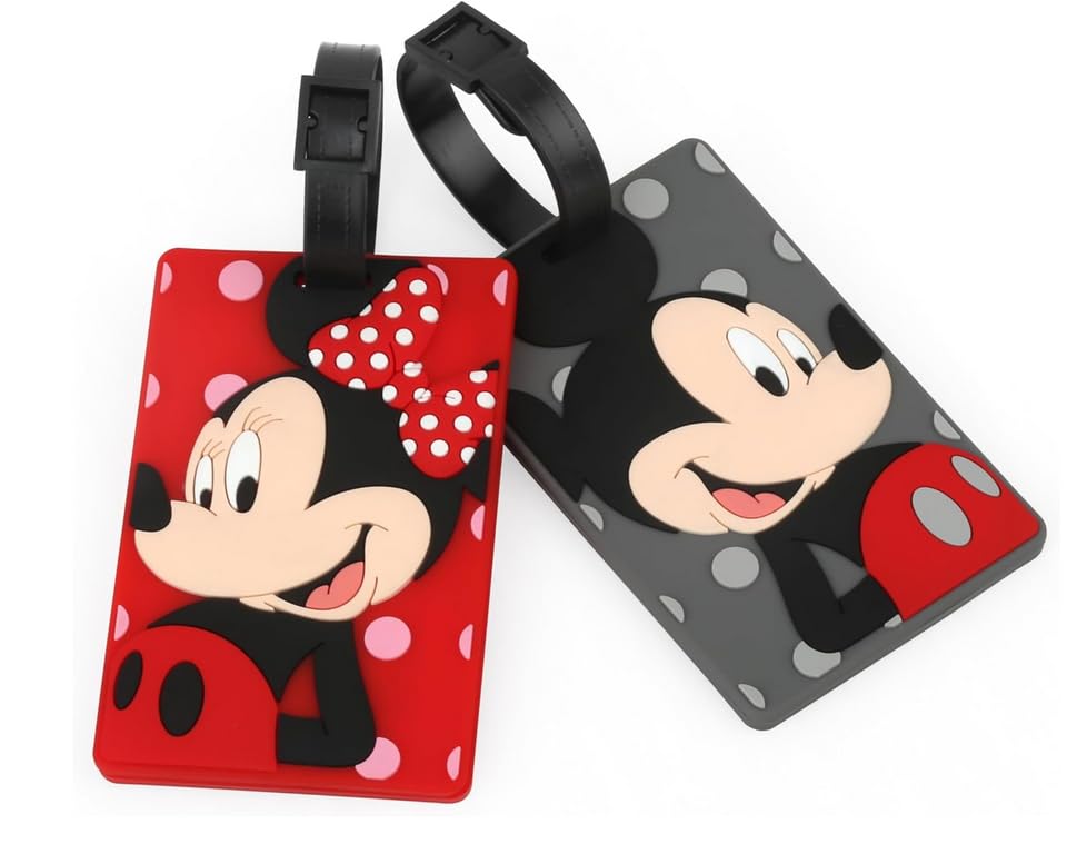 Cute Luggage Tags for Suitcases 2-Pack Cute Silicone Luggage Tag with Name ID Card Funny Suitcase Label (Cartoon pattern-01)2