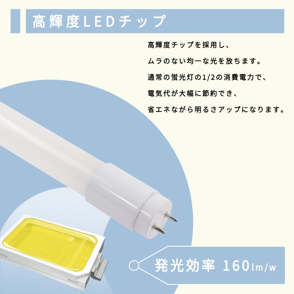 Amazon | 四季光源 LED蛍光灯 40W形 直管蛍光灯 120cm T8 消費電力18W