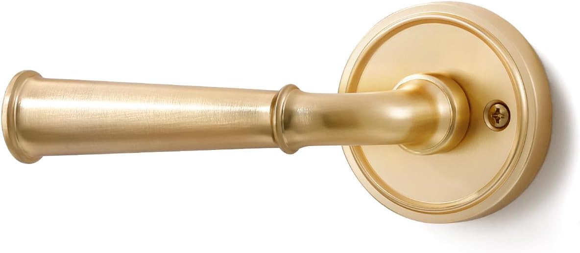 Brushed gold passage door handle, aluminium alloy lever
