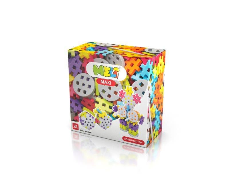 Meli Maxi Constructor Juego de Construcción de Bloques – 70 Piezas, Ruedas, Ejes, Hexágonos, para Niños a Partir de 1 Año, Fomenta la Creatividad y la Motricidad Fina, Duradero, Libre de BPA