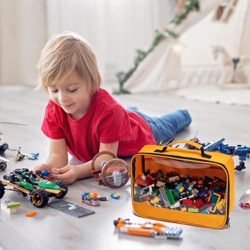 Image of 4 PCS Toys Storage Bag, Classic Bricks Building Set Storage Bag, Travel Case for Building Toys, Puzzles, Small Size