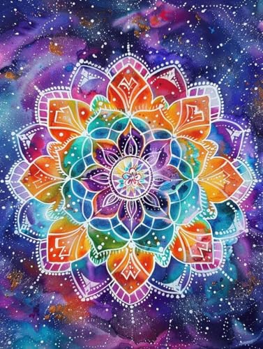 Mandala numéro d'art 70x90cm avec kit de pinceaux et acrylique complet