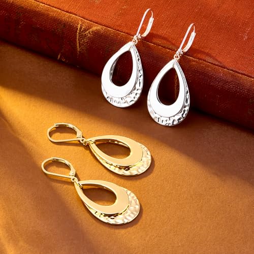925 Sterling Silver Teardrop Dangle Earrings for Women Hammered Layer Drop Dangle Earrings Jewelry Hypoallergenic Boho Teardrop Leverback Dangle Earings for Jewelry Gifts 6